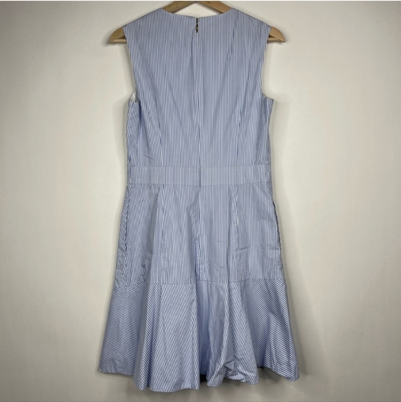 Draper James Striped Ruffle Tulip Fit and Flare Dress 6 Blue White Lined #7464 - Picture 2 of 9